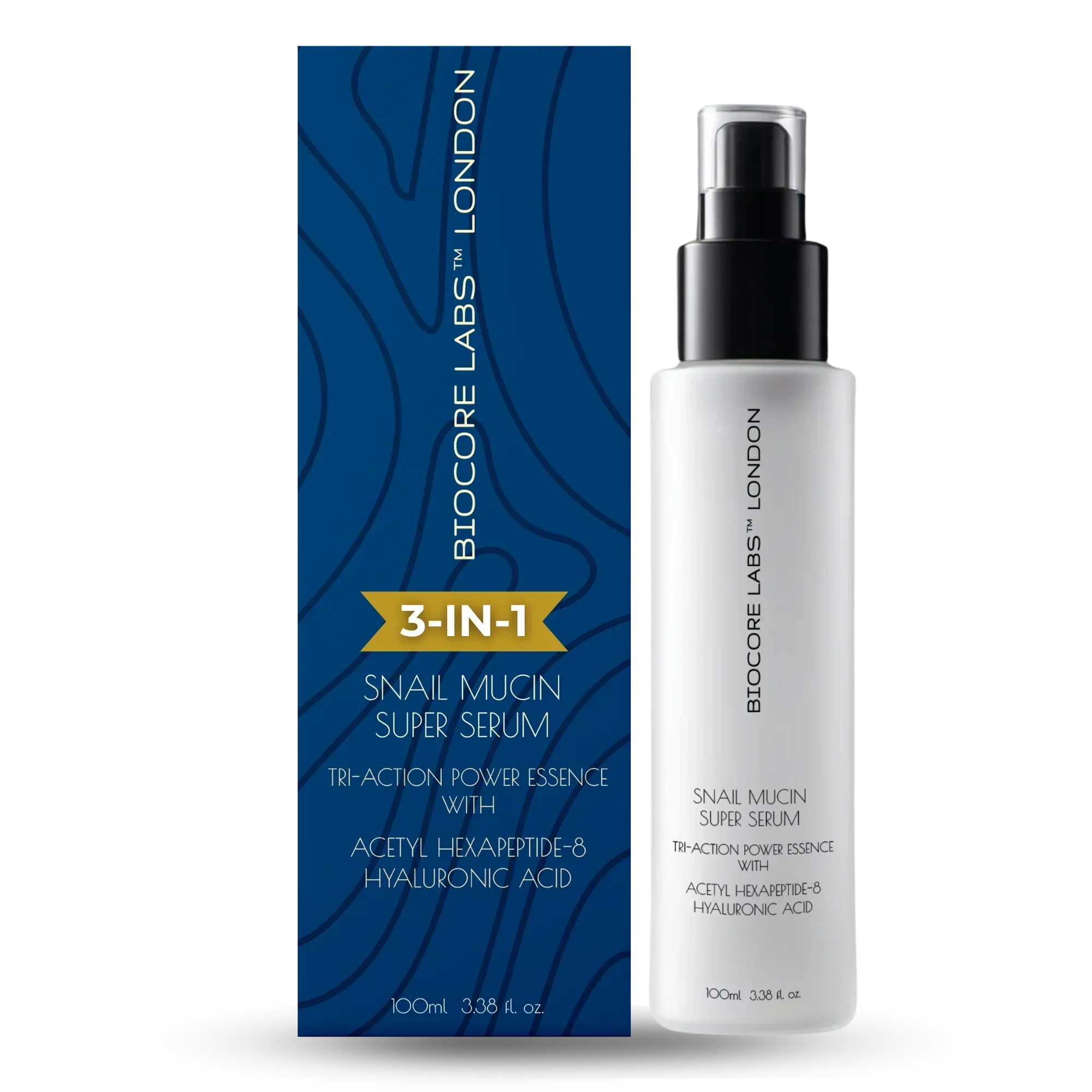 ADVANCED 3 IN 1 SUPER SERUM by BIOCORE LABS™ ANTI AGEING, HYDRATING SNAIL MUCIN WITH ARGIRELINE PEPTIDE and HYALURONIC ACID 100 mL