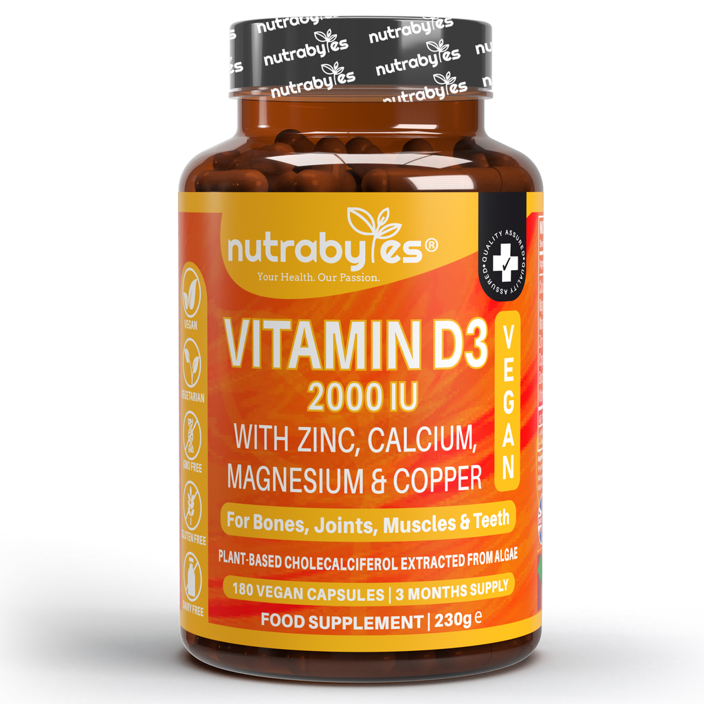 Vegan Vitamin D3 2000 IU with Calcium, Magnesium & Zinc – 180 Capsules