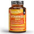 Vegan Vitamin D3 2000 IU with Calcium, Magnesium & Zinc – 180 Capsules