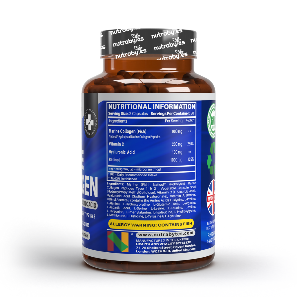 Marine Collagen Capsules with Hyaluronic Acid & Vitamin C – 60 Capsules