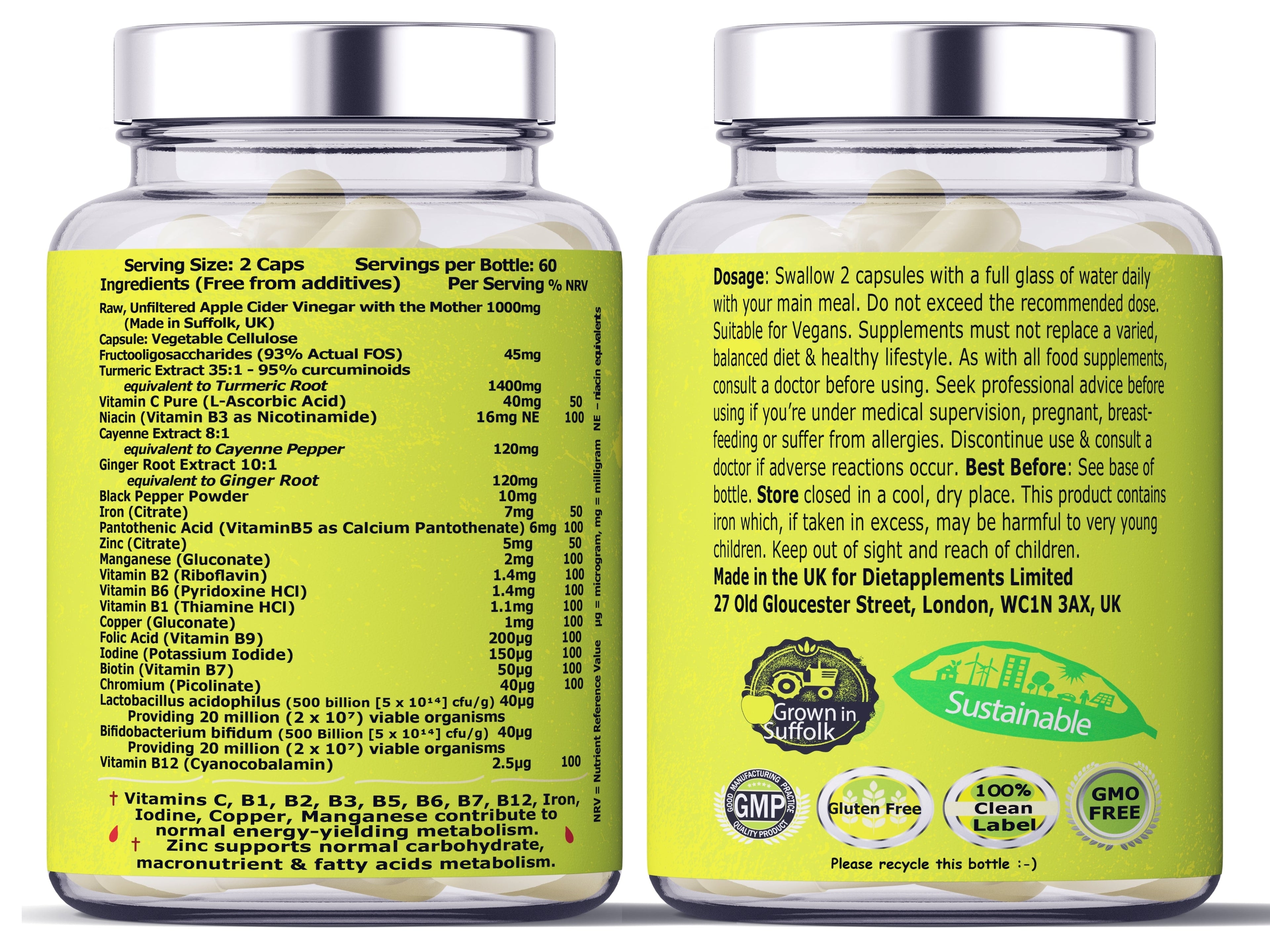 Raw Unfiltered Apple Cider Vinegar with the Mother, Vitamins & Minerals Complex