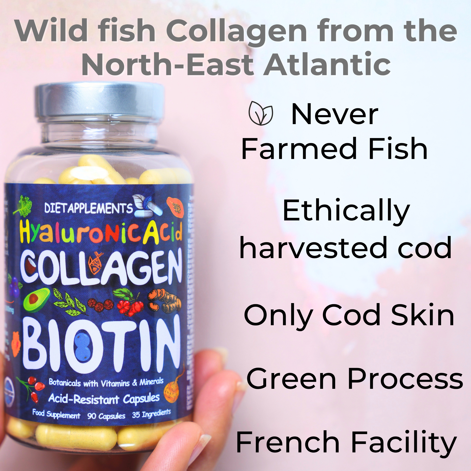 Marine Collagen, Hyaluronic Acid, Biotin, Vitamins, Minerals & Superfood - 35 Ingredients