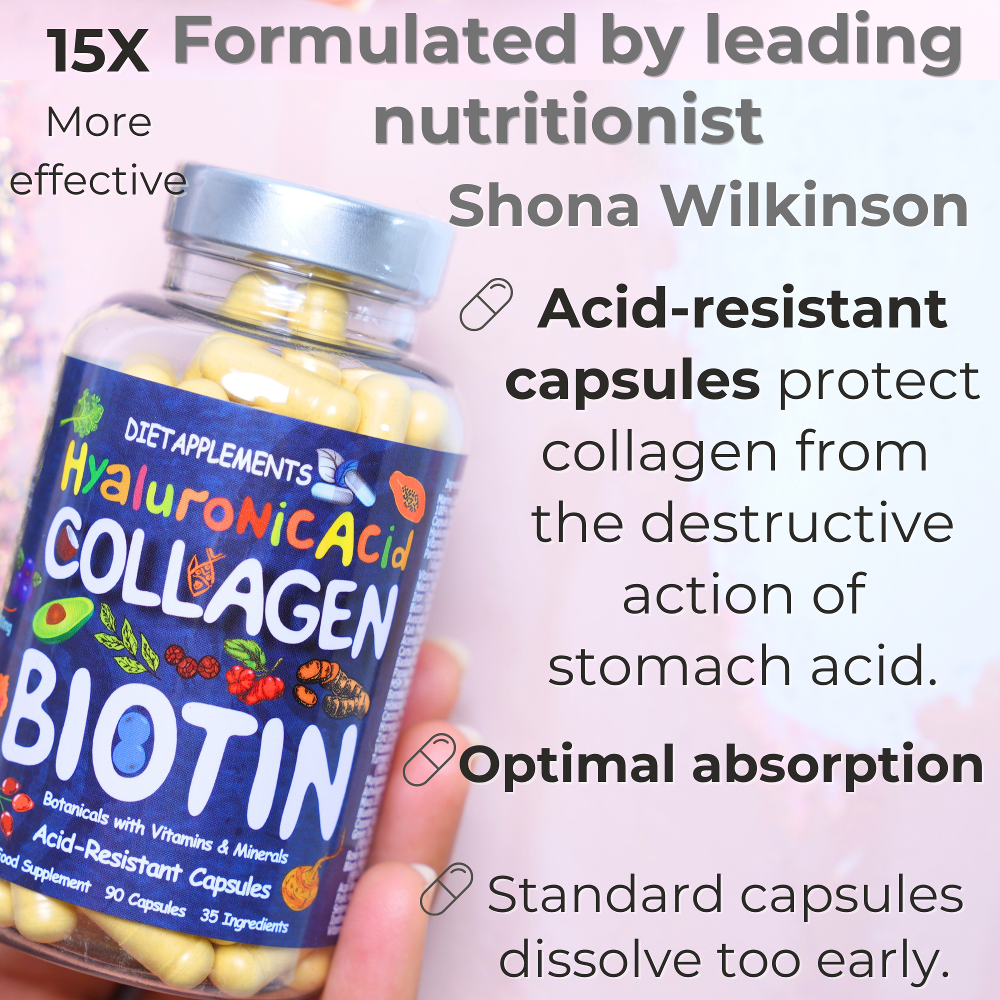 Marine Collagen, Hyaluronic Acid, Biotin, Vitamins, Minerals & Superfood - 35 Ingredients