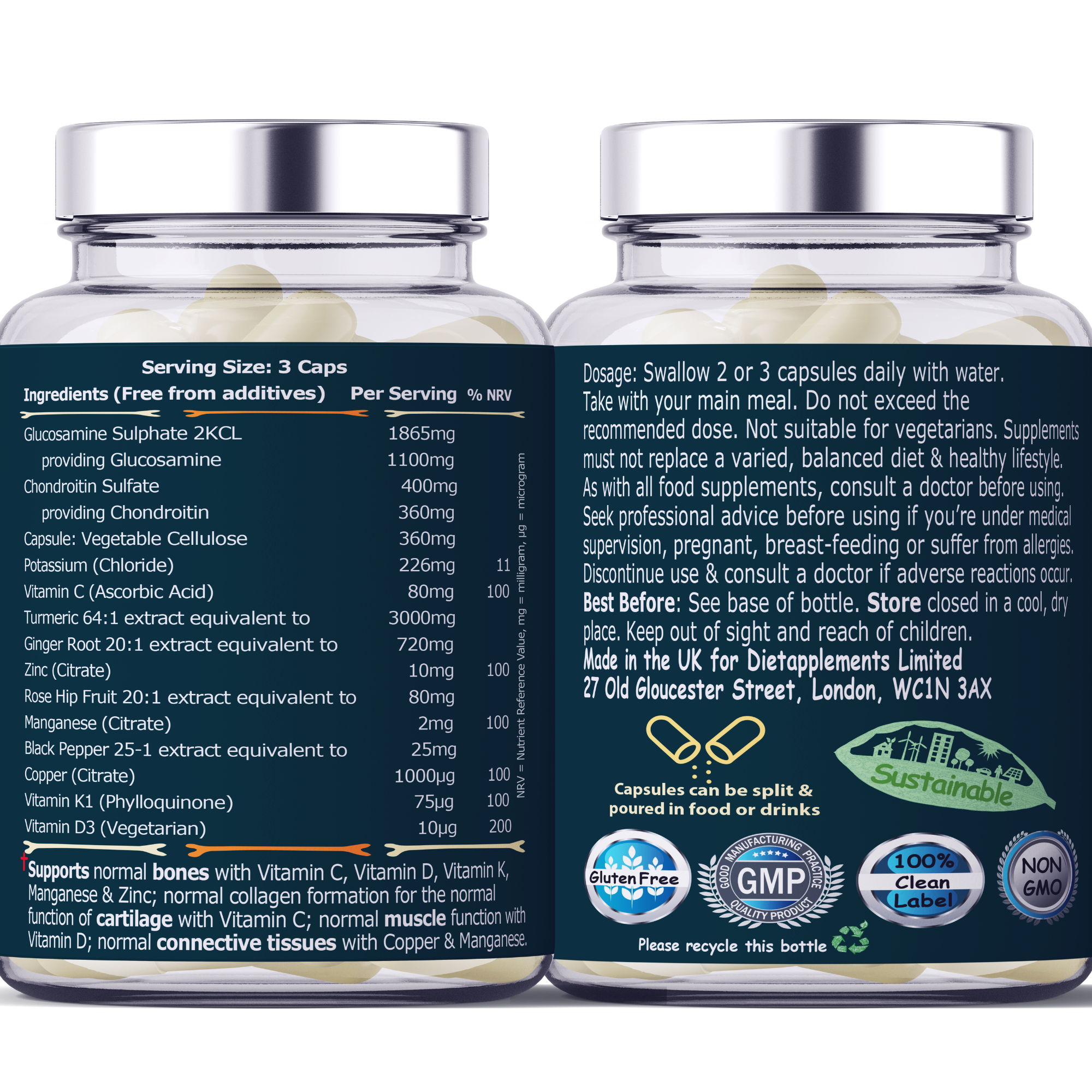 Glucosamine, Chondroitin, Turmeric, Vitamins & Minerals for the Bones & Joints