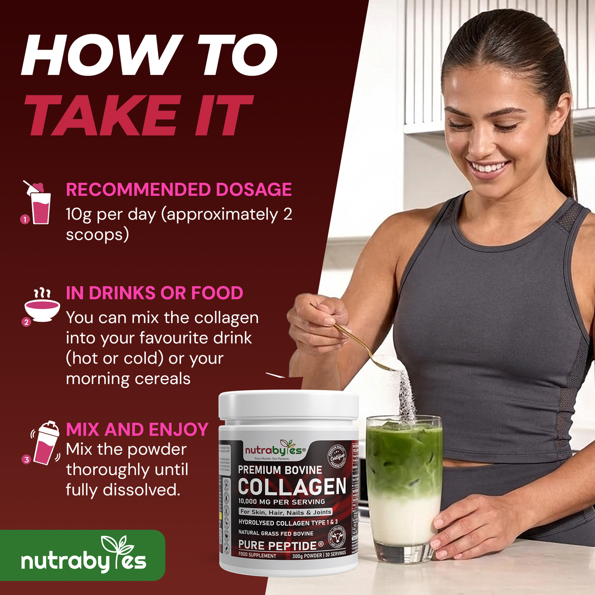 Premium Bovine Collagen Supplement Powder, 10,000 mg Pure Hydrolysed Collagen Peptides, Blended with 19 Amino Acids, Unflavoured Collagen Protein Powder Types 1 and 3, Halal & Kosher