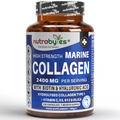 High Strength Marine Collagen Capsules 2400mg | 120 Capsules with Vitamin C, Hyaluronic Acid & Biotin | Made in UK