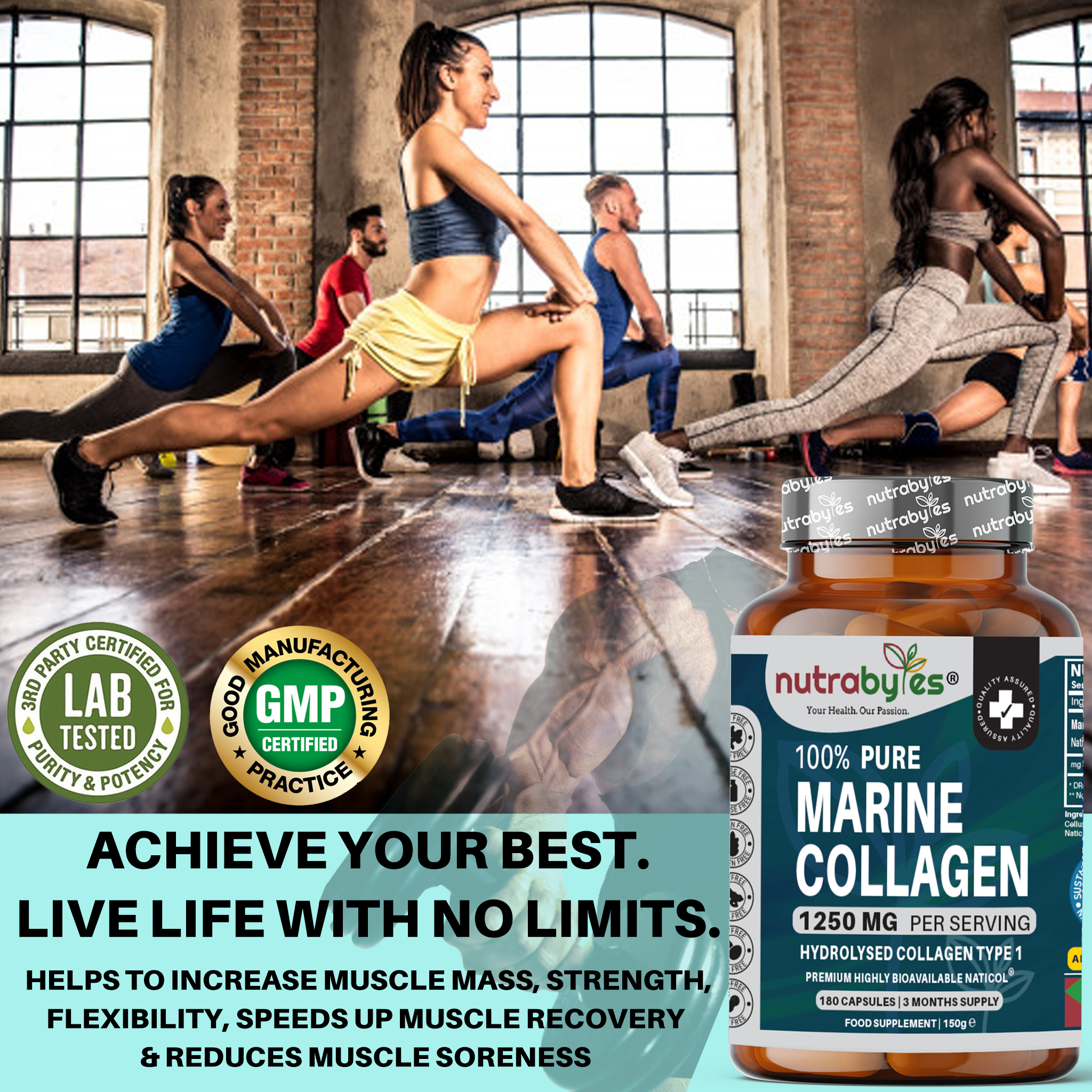 Pure Marine Collagen Capsules – 1250mg High Strength, 180 Capsules