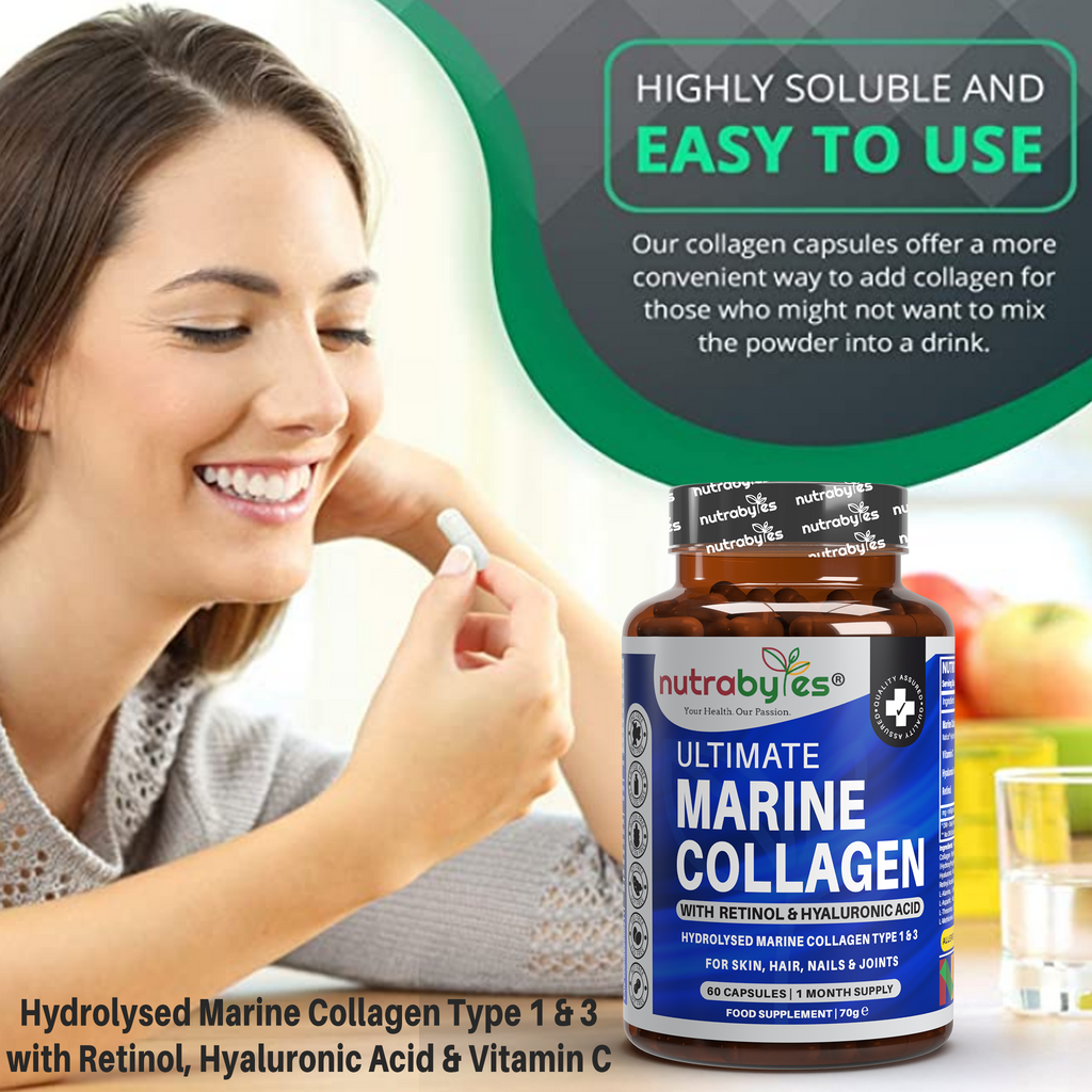 Marine Collagen Capsules with Hyaluronic Acid & Vitamin C – 60 Capsules