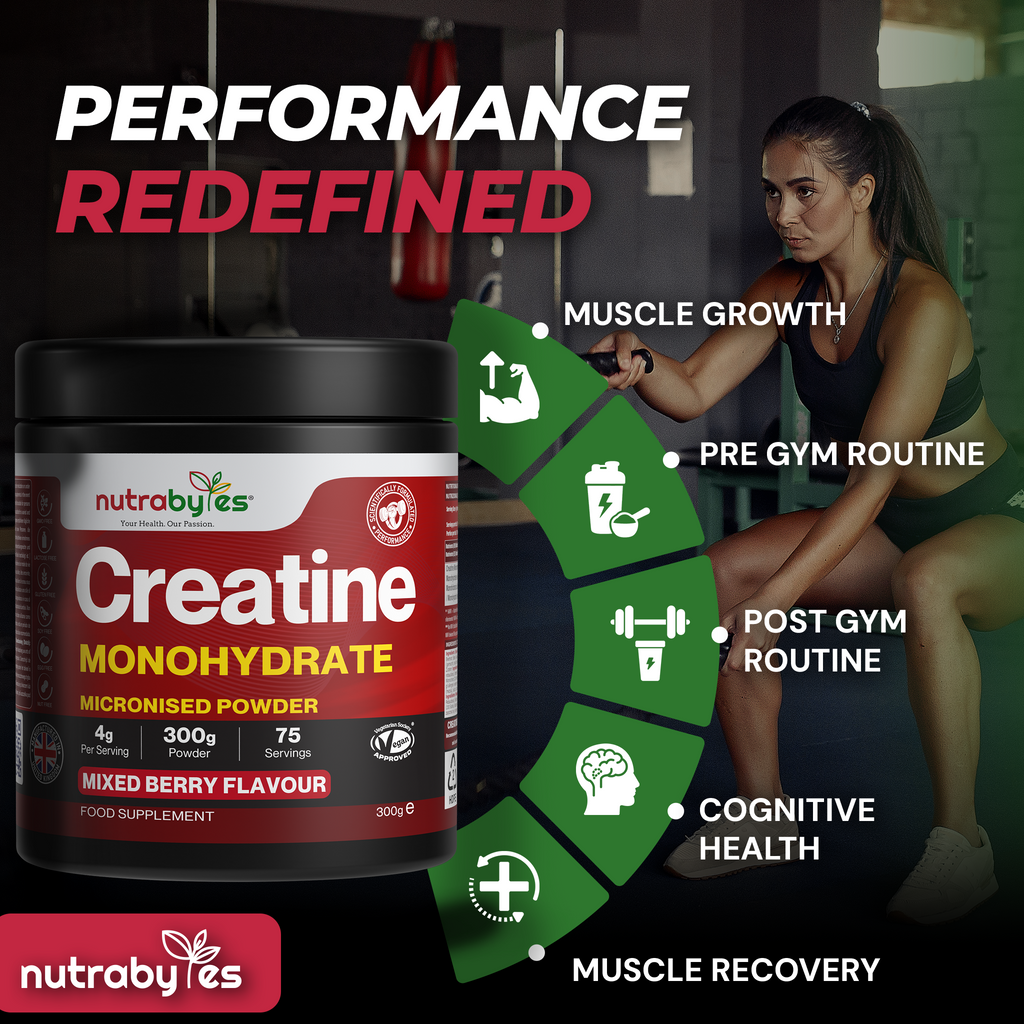 Flavoured Creatine Monohydrate Powder 300g (75 Servings) – Micronised Creatine Powder | Supplement for Women & Men | Vegan Certified