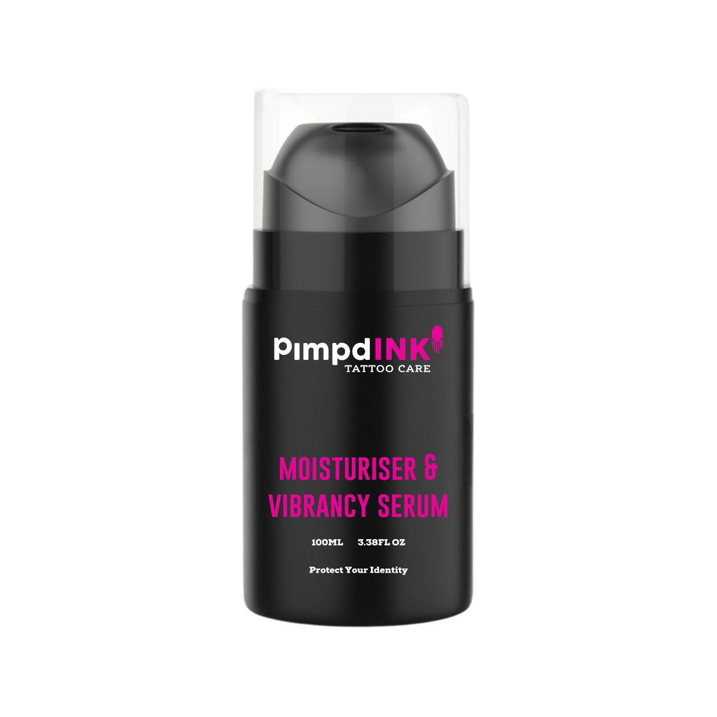 Tattoo-care Bundle, Moisturiser & Vibrancy Serum + Exfoliating Body Scrub | 100ml Airless Pumps