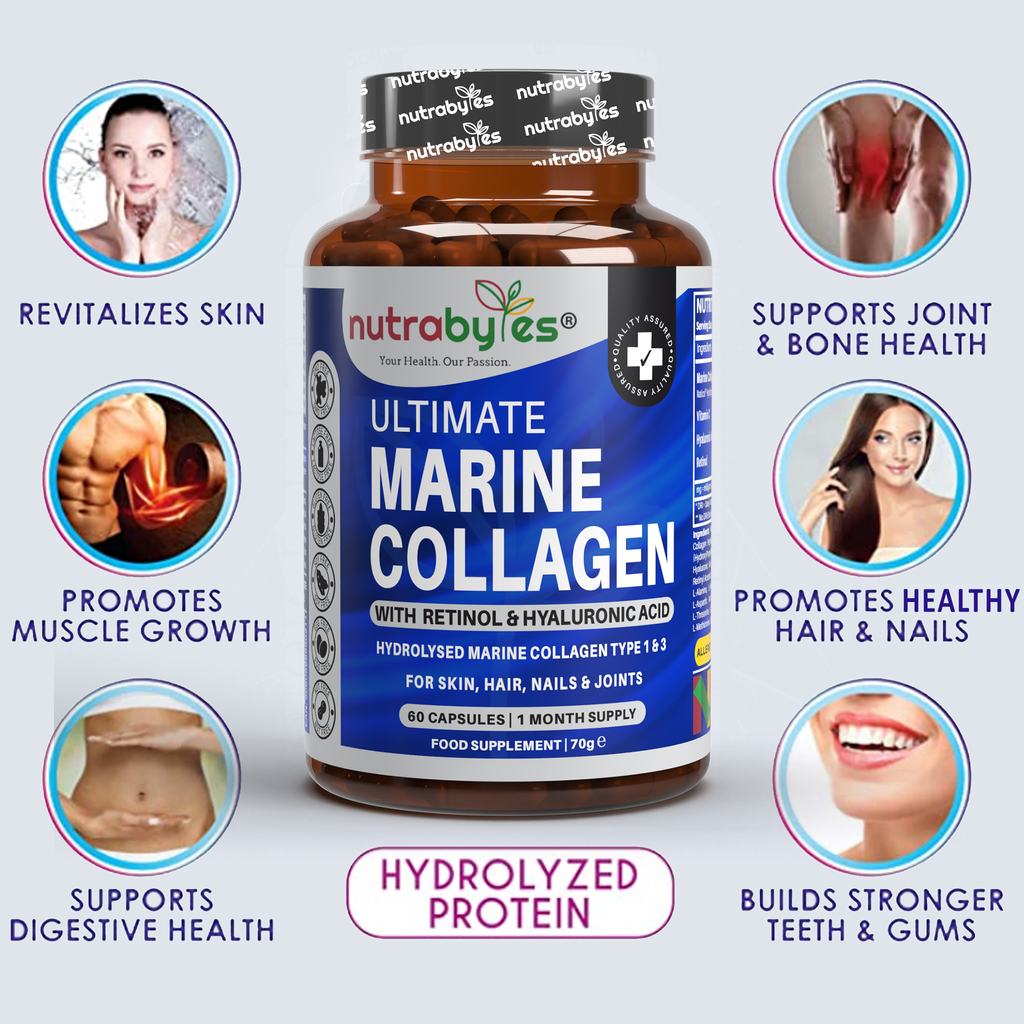Marine Collagen Capsules with Hyaluronic Acid & Vitamin C – 60 Capsules