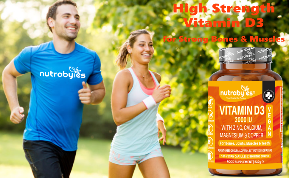 Vegan Vitamin D3 2000 IU with Calcium, Magnesium & Zinc – 180 Capsules