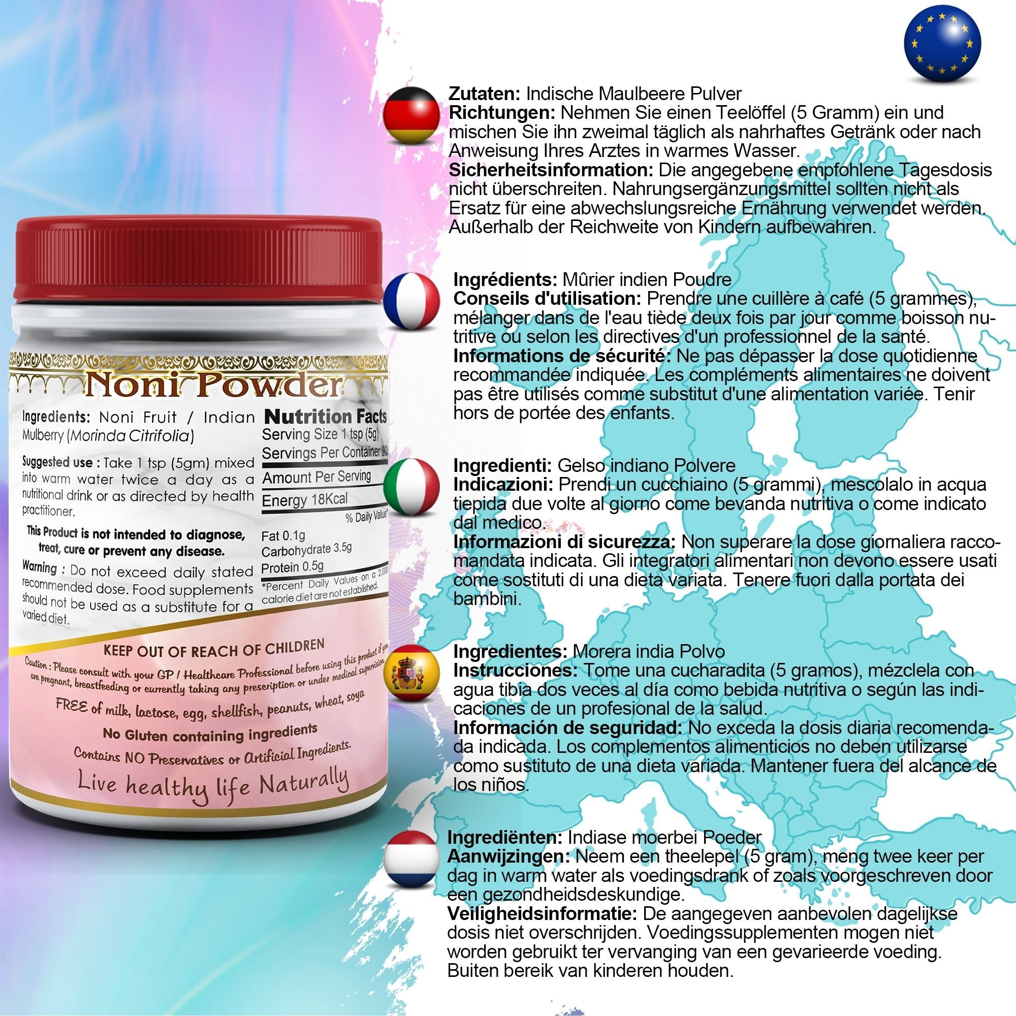 DivyaHerb Noni Powder 100 gram - Daily Wellness Support
