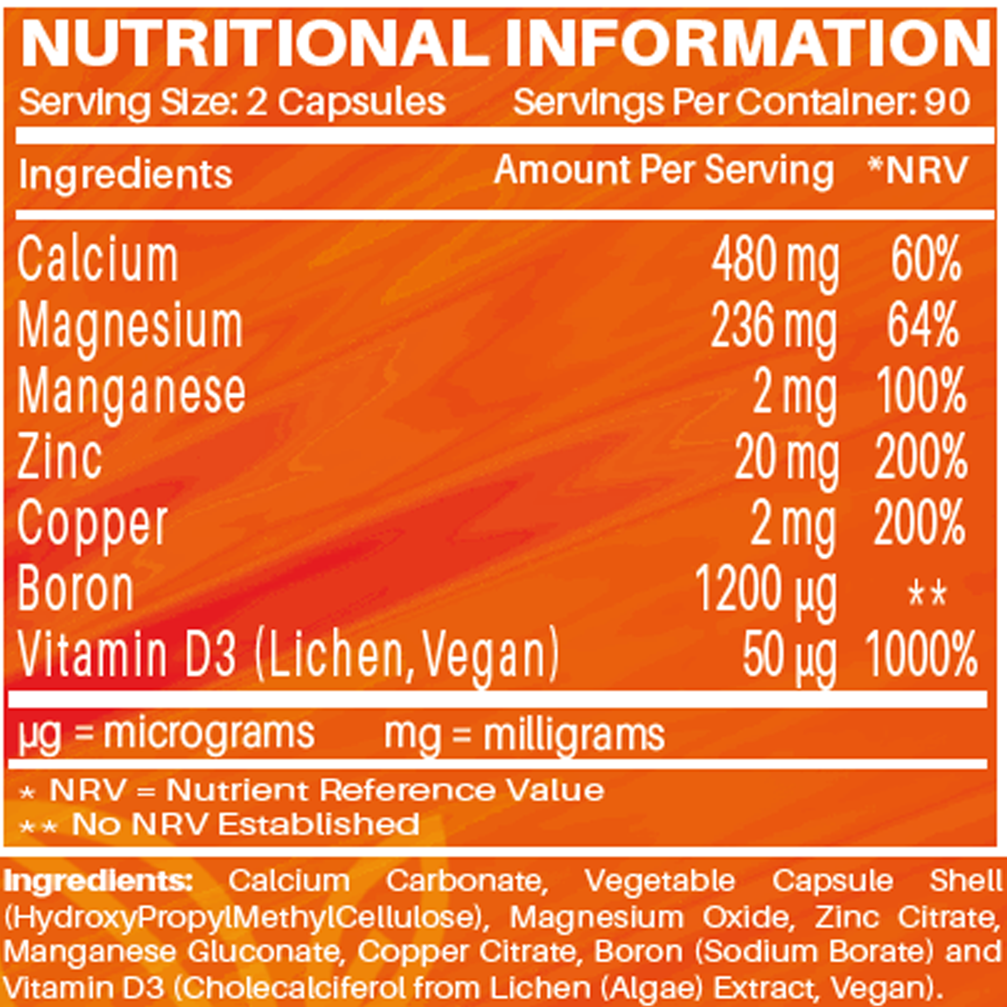 Vegan Vitamin D3 2000 IU with Calcium, Magnesium & Zinc – 180 Capsules