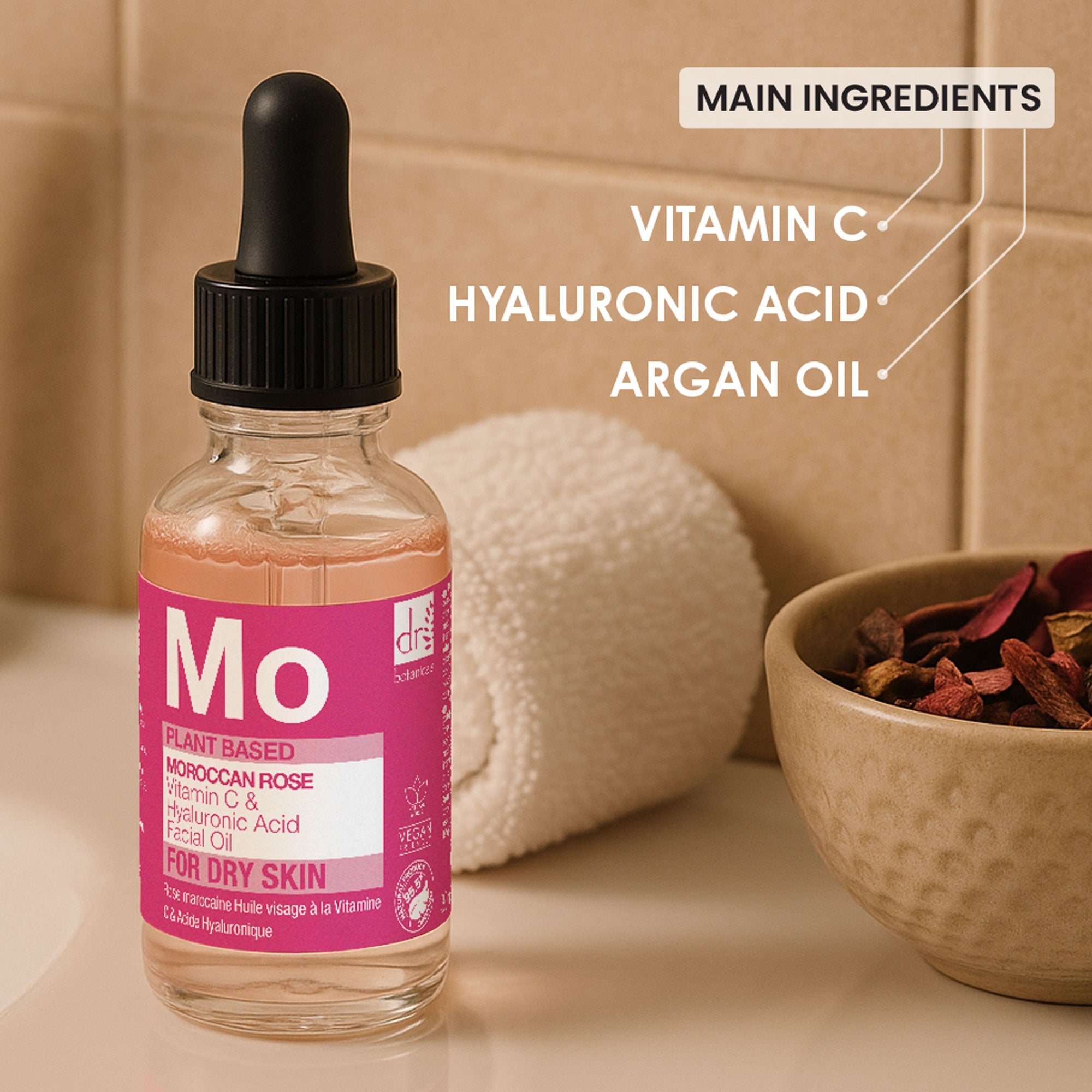 Moroccan Rose Facial Oil with Hyaluronic Acid & Vitamin C