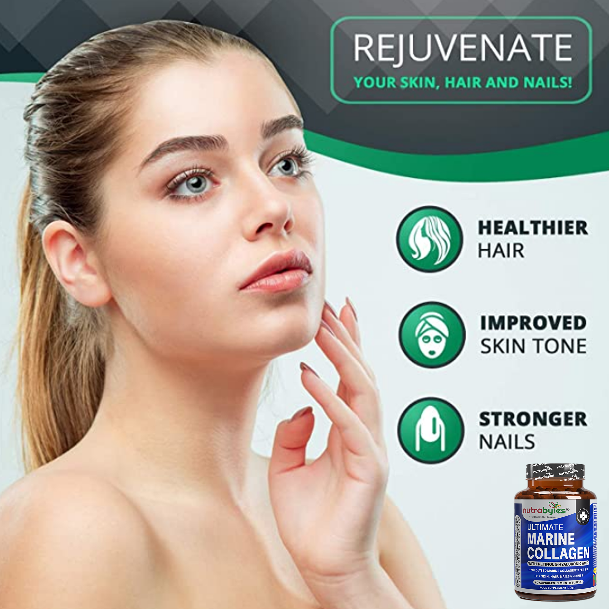 Marine Collagen Capsules with Hyaluronic Acid & Vitamin C – 60 Capsules