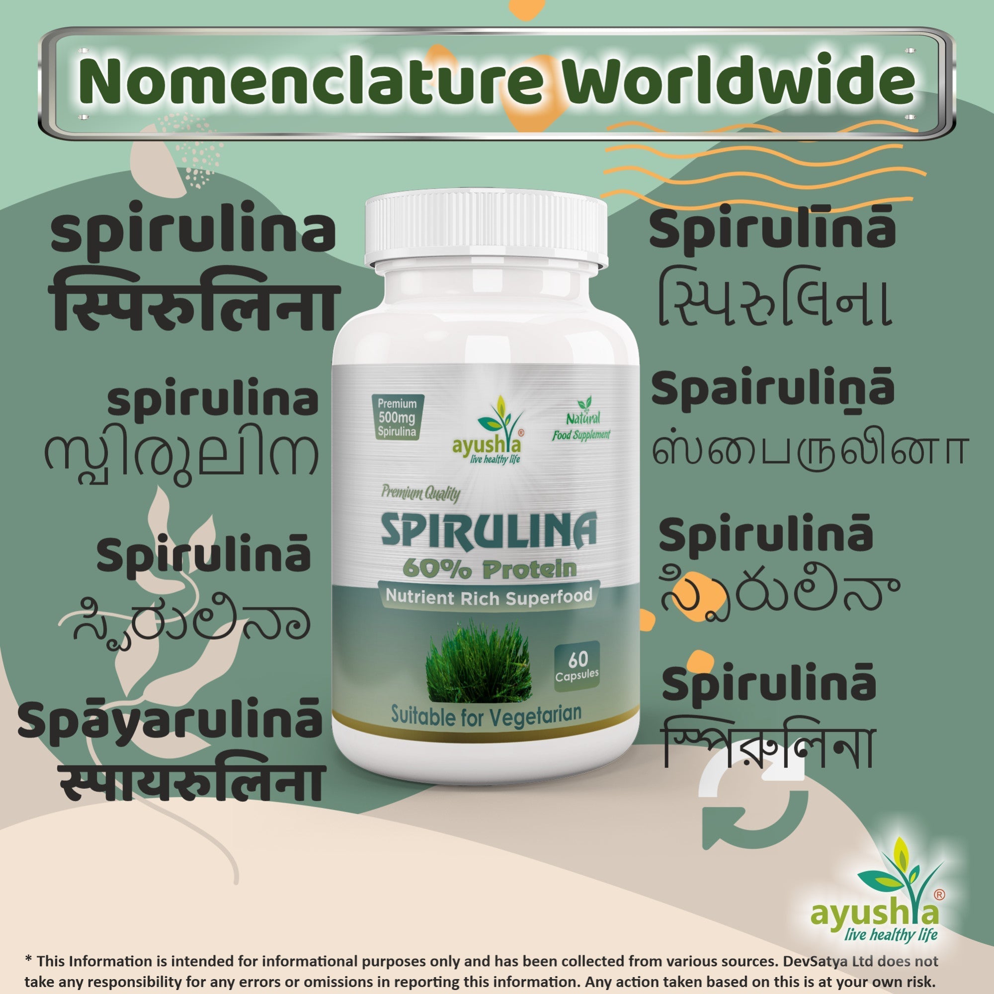 Spirulina Capsules (Blue-Green Algae) – Vegan, 60 Capsules