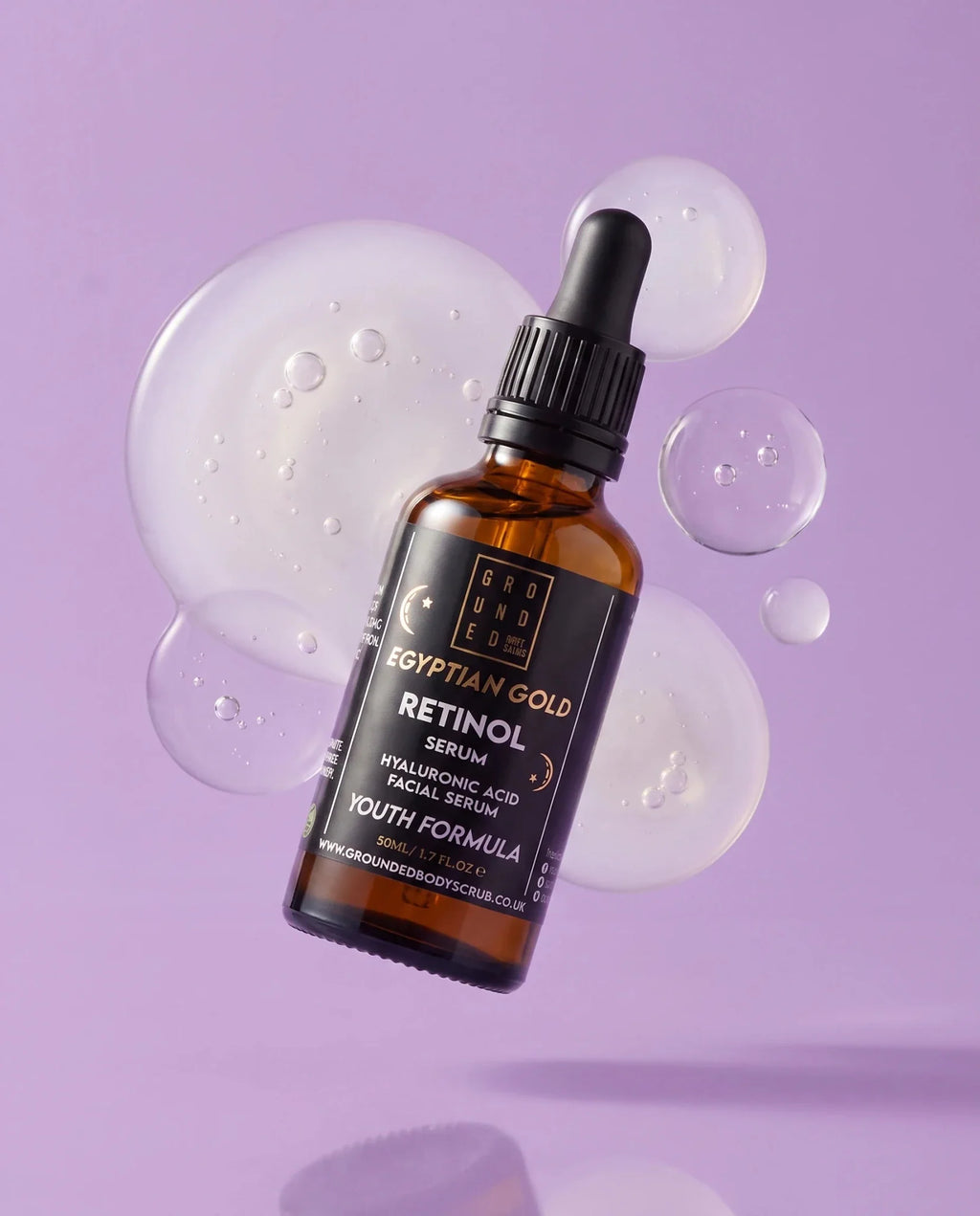 Grounded Beauty Egyptian Gold Retinol Serum with Hyaluronic Acid | 50ml Value Size | Anti Ageing, Fine Lines & Wrinkles.