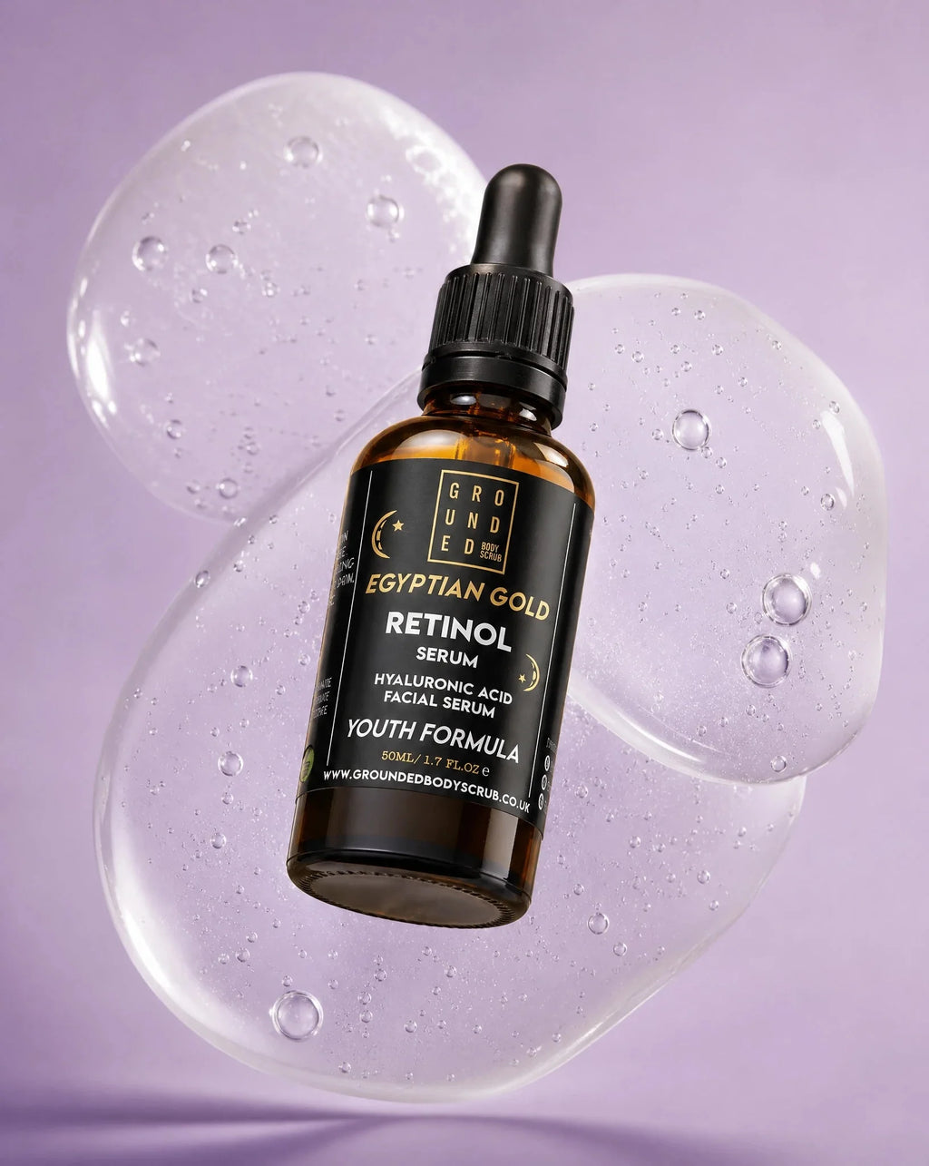 Grounded Beauty Egyptian Gold Retinol Serum with Hyaluronic Acid | 50ml Value Size | Anti Ageing, Fine Lines & Wrinkles.