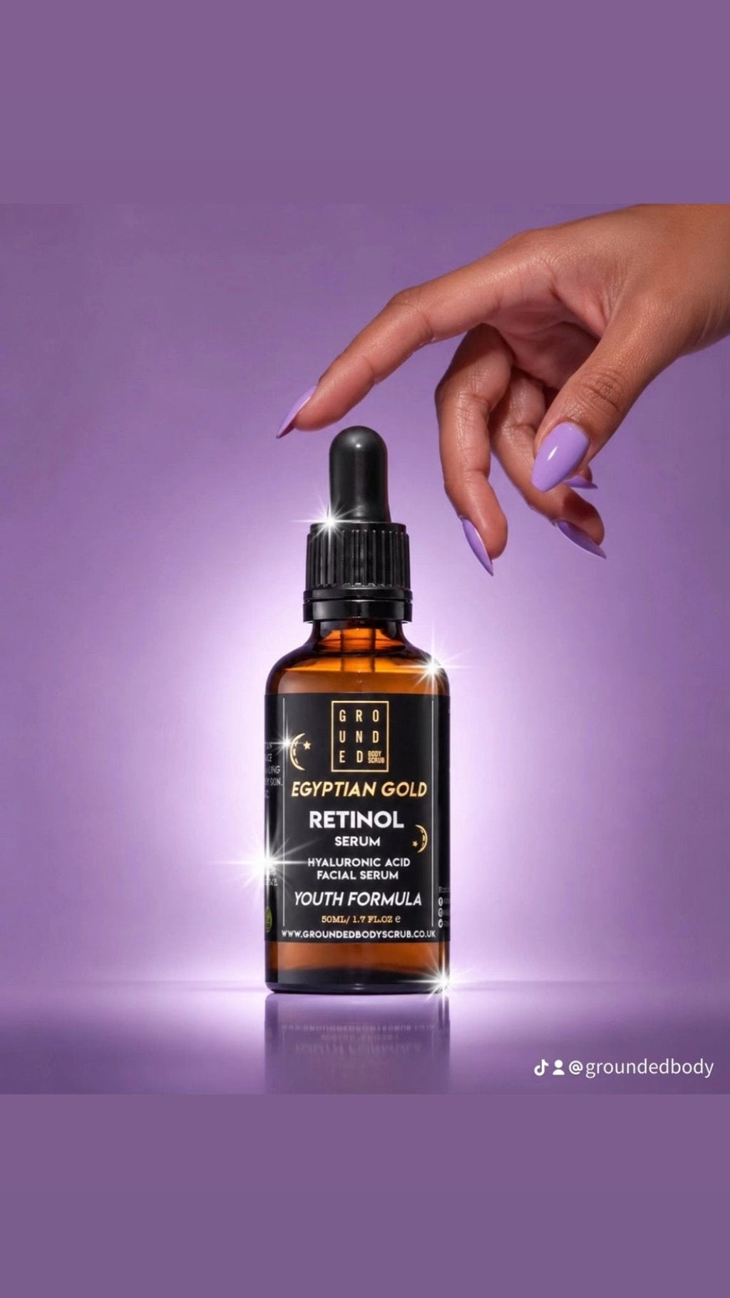 Grounded Beauty Egyptian Gold Retinol Serum with Hyaluronic Acid | 50ml Value Size | Anti Ageing, Fine Lines & Wrinkles.