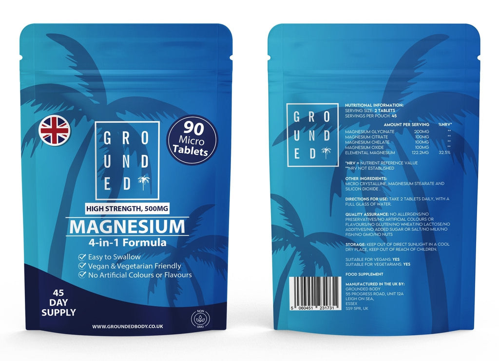 Grounded 4-in-1 Magnesium 500mg Tablets – Comprehensive Support for Mind & Body