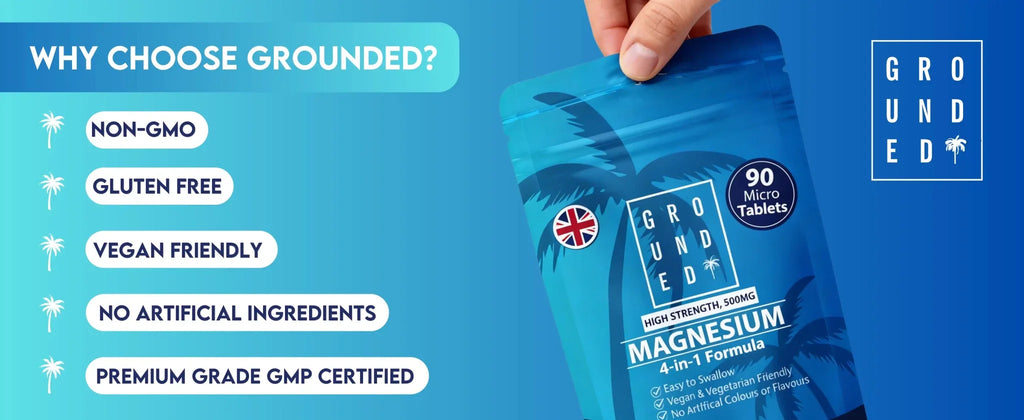 Grounded 4-in-1 Magnesium 500mg Tablets – Comprehensive Support for Mind & Body