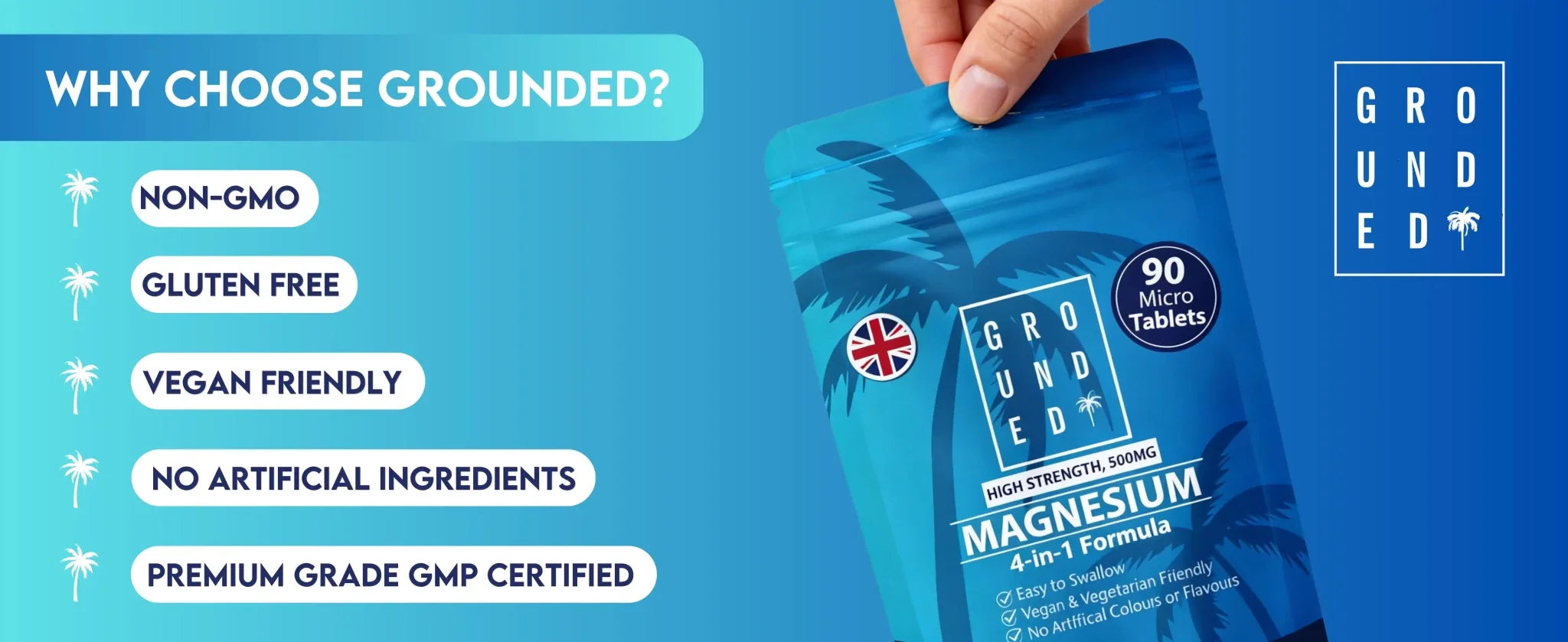 Grounded 4-in-1 Magnesium 500mg Tablets – Comprehensive Support for Mind & Body