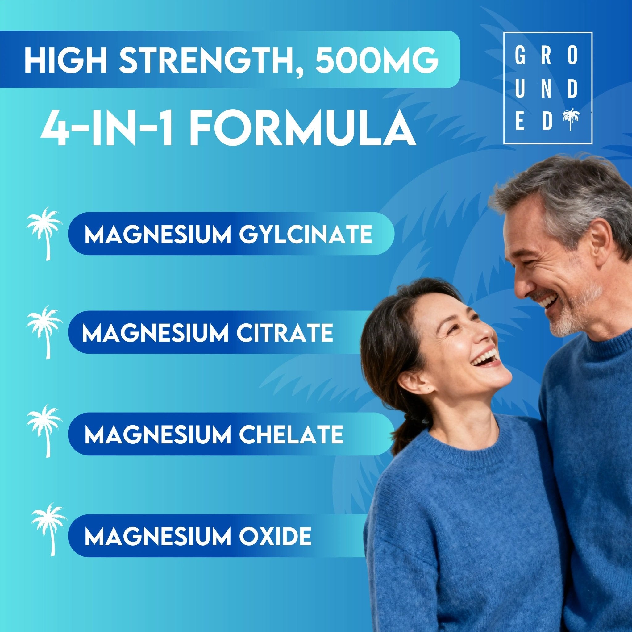 Grounded 4-in-1 Magnesium 500mg Tablets – Comprehensive Support for Mind & Body