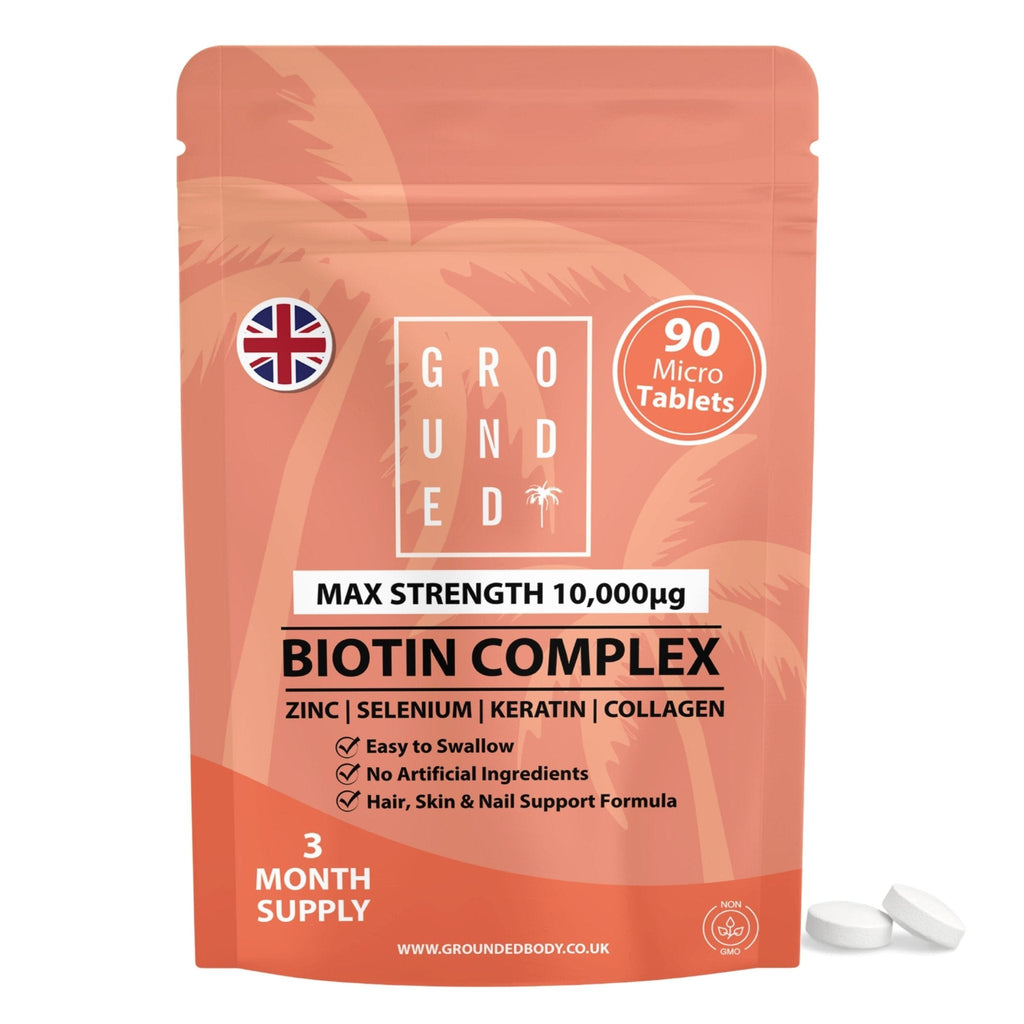 Grounded Biotin Hair Growth Complex 10,000mcg Tablets – Hair Strength, Thickness & Volume Support
