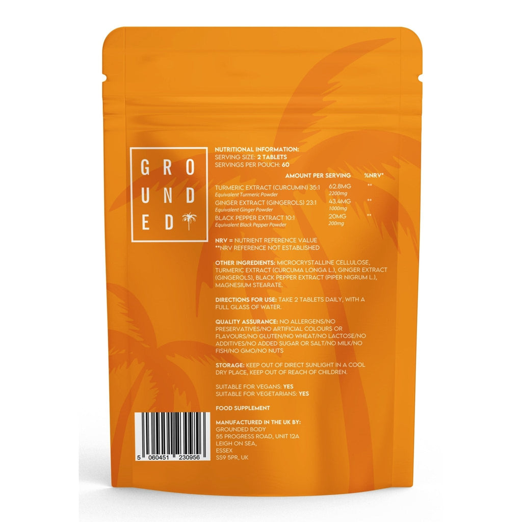 Grounded Turmeric, Black Pepper & Ginger Tablets – 2200mg of Natural Anti-Inflammatory Support