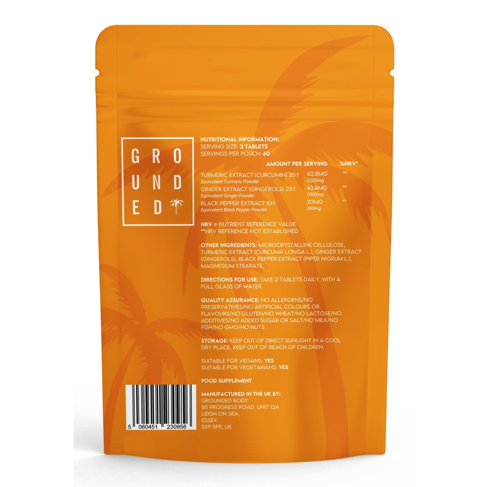 Grounded Turmeric, Black Pepper & Ginger Tablets – 2200mg of Natural Anti-Inflammatory Support