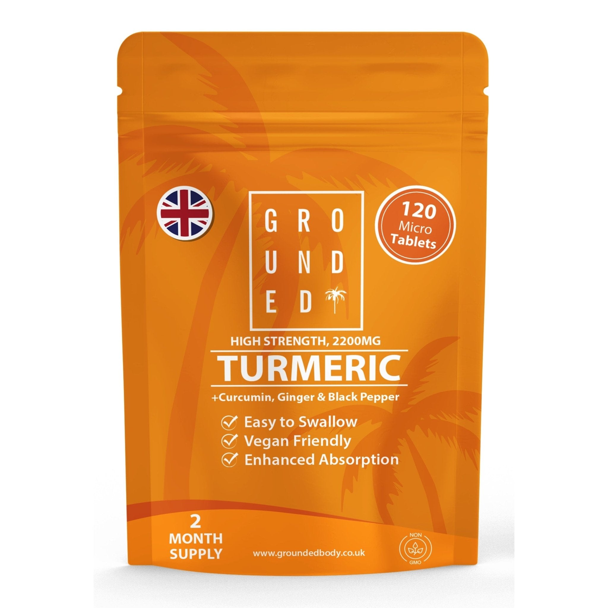 Grounded Turmeric, Black Pepper & Ginger Tablets – 2200mg of Natural Anti-Inflammatory Support