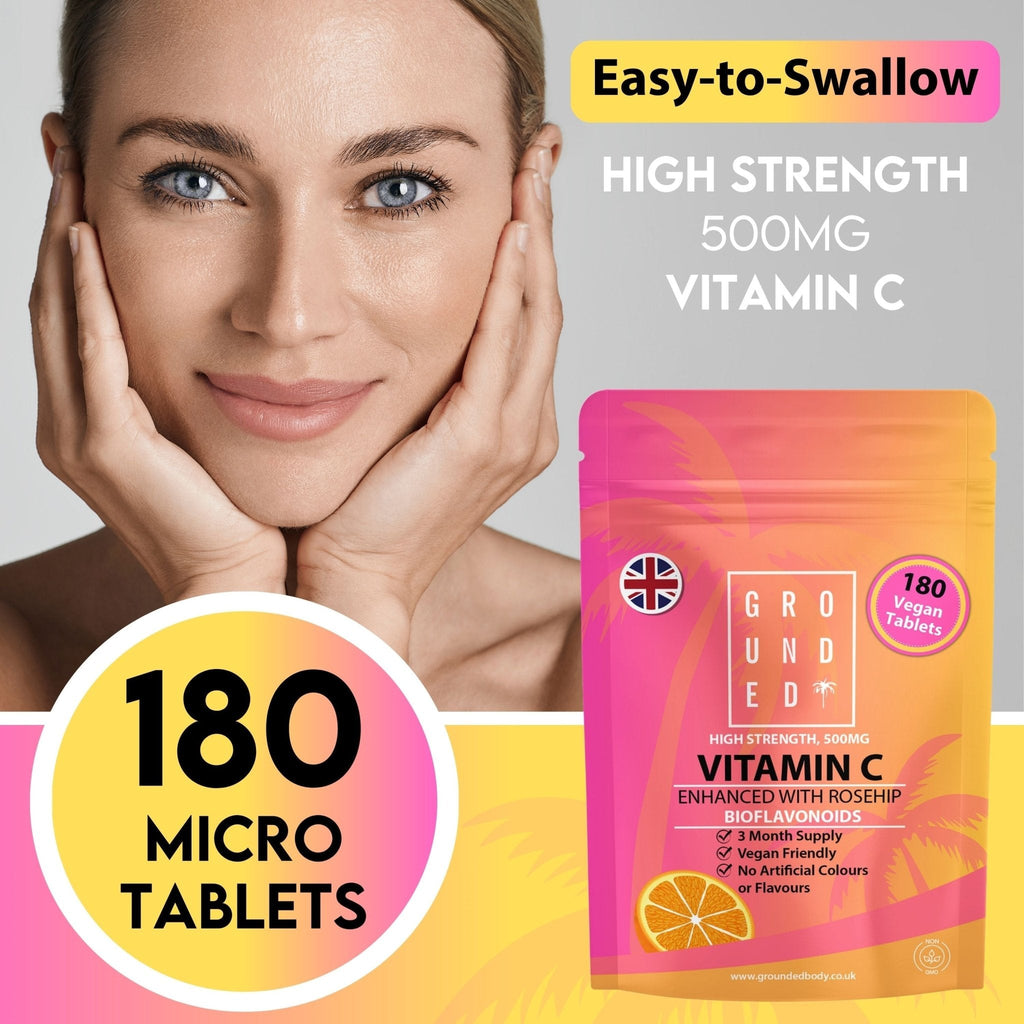 Grounded Vitamin C 500mg with Rosehip & Bioflavonoids – Daily Immune & Skin Support