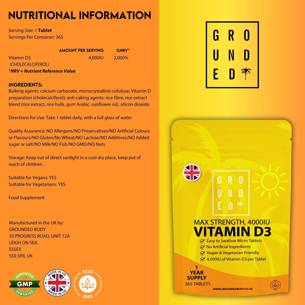 Grounded Vitamin D3 4000 IU – 365 Tablets