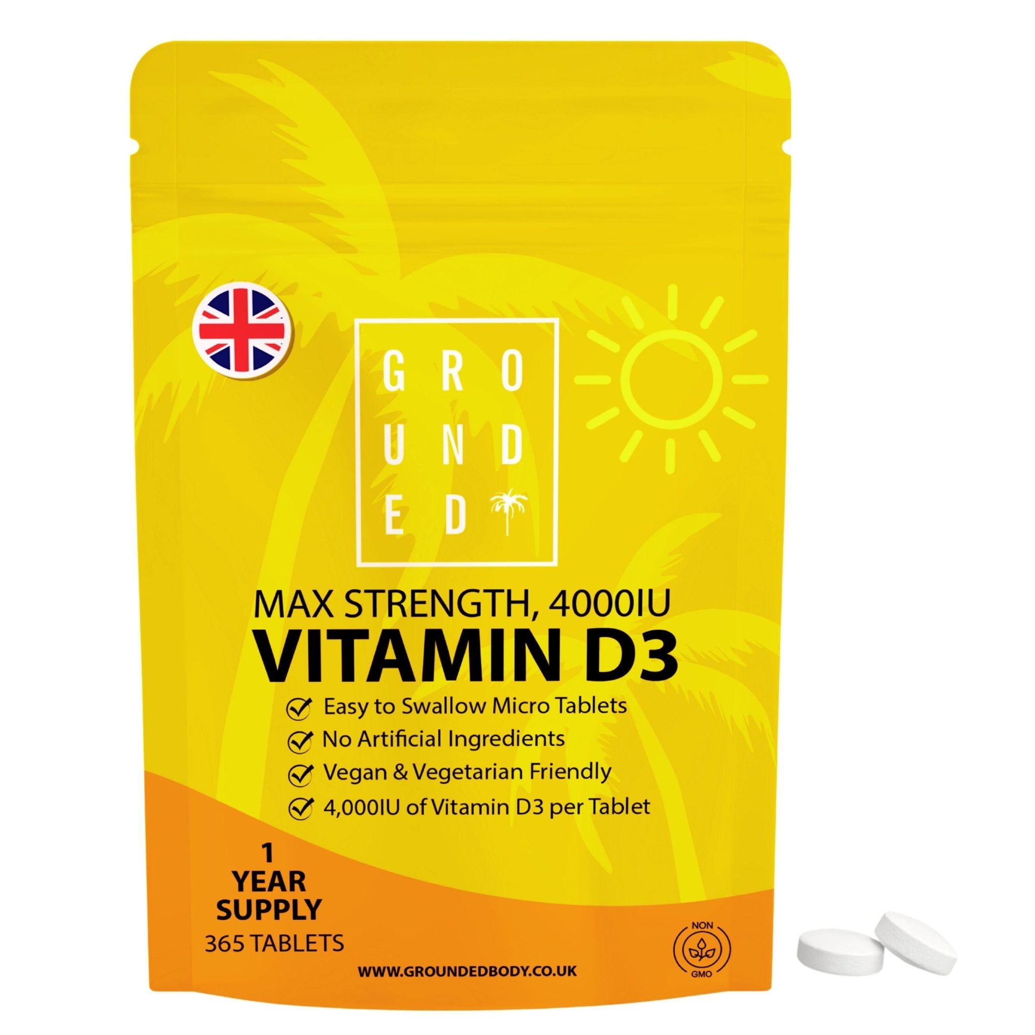 Grounded Vitamin D3 4000 IU – 365 Tablets