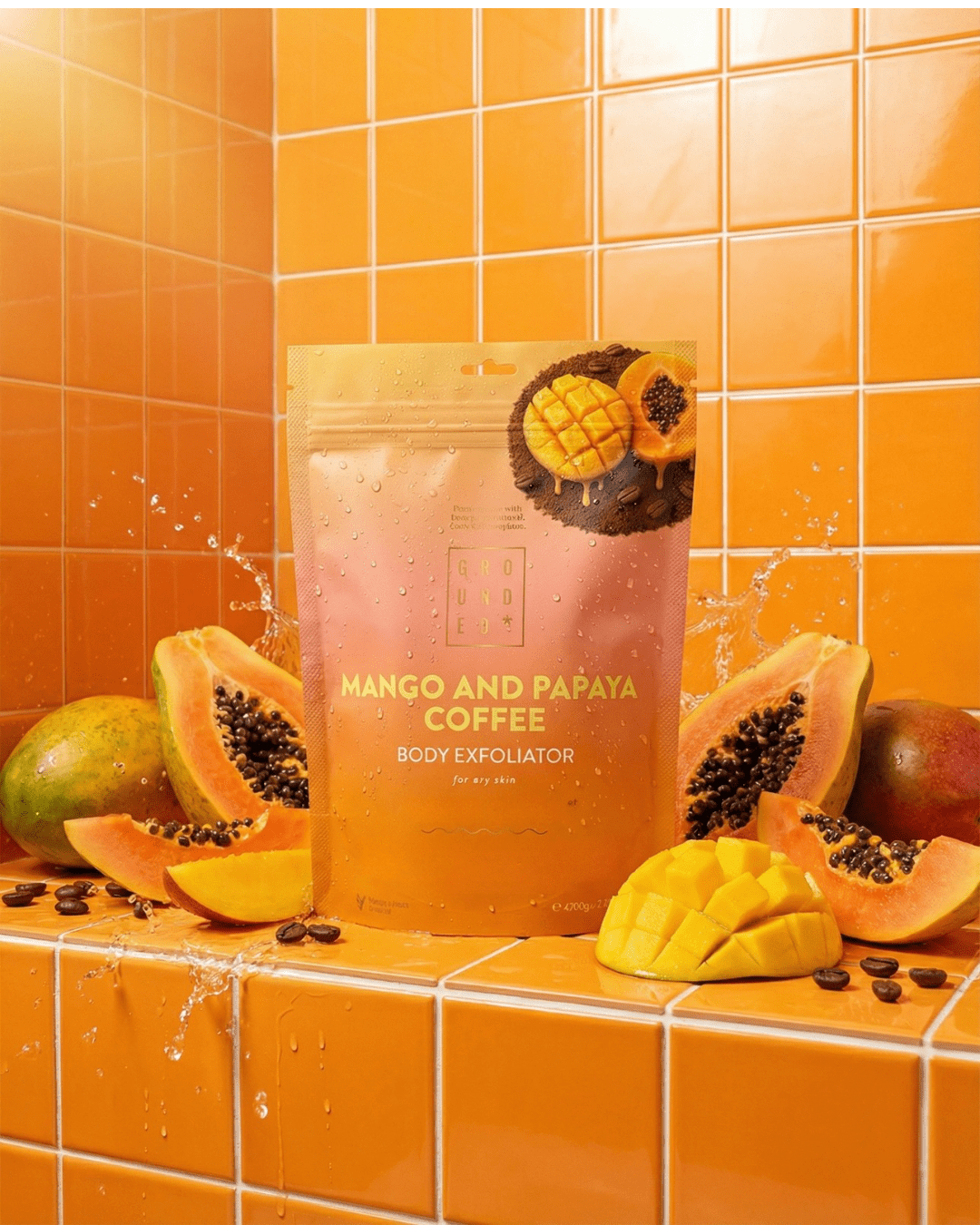 Mango and Papaya Coffee Scrub (200g) - For Dry Skin